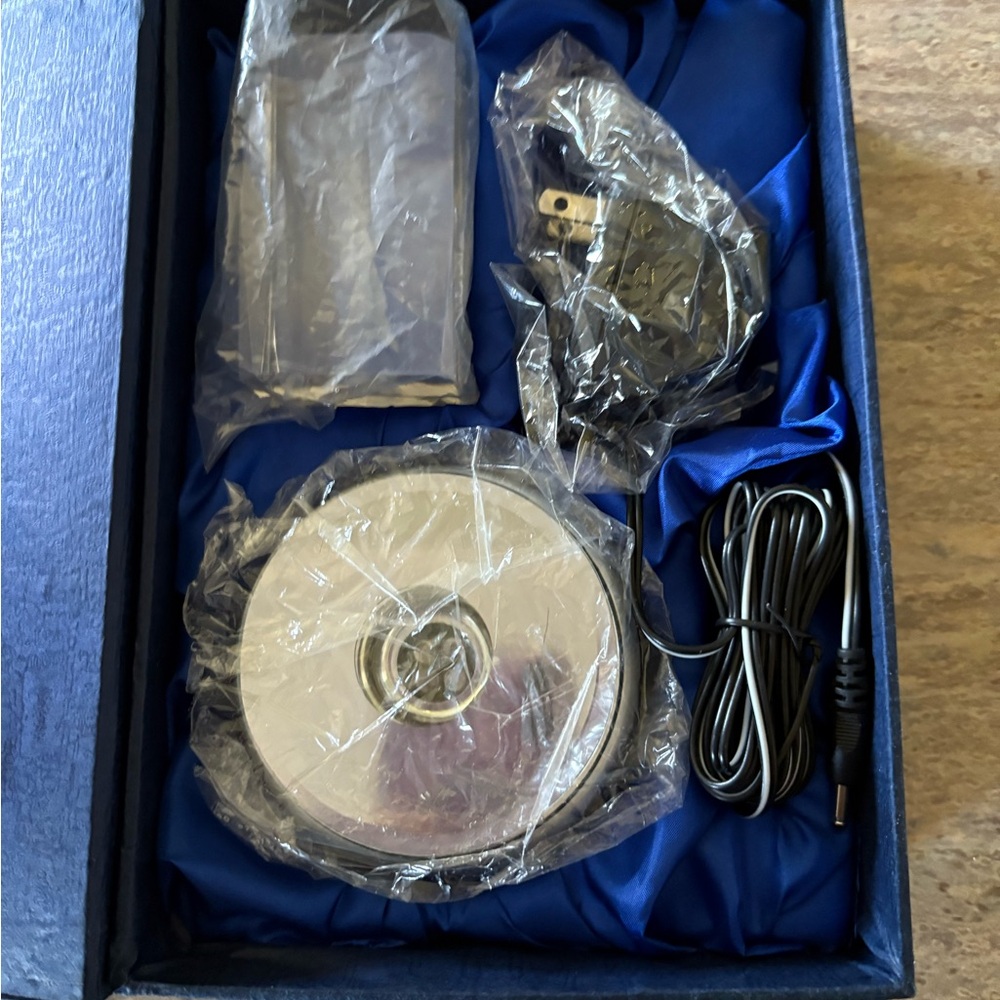 Laser Etched Crystal Angel Rotating Silver Turntable Light In Box